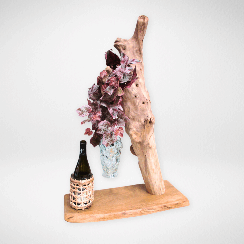 Lampe vigne bois flotté artisanale